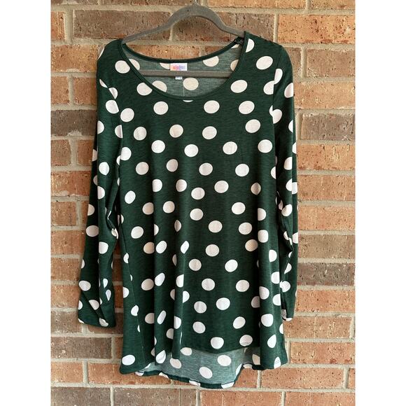 LuluaRoe Lynnae Green Polk a Dot Blouse Size 16 - Picture 1 of 4